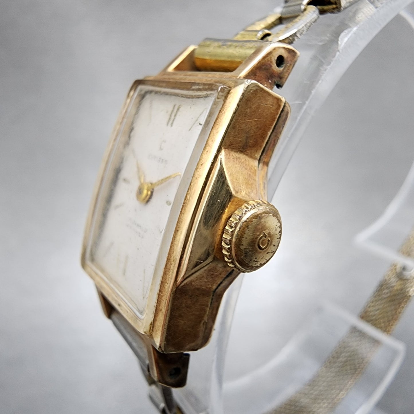 Citizen Phynox Tank Watch Women 15mm Silver Dial 14K Gold Filled Manual Wind Run2