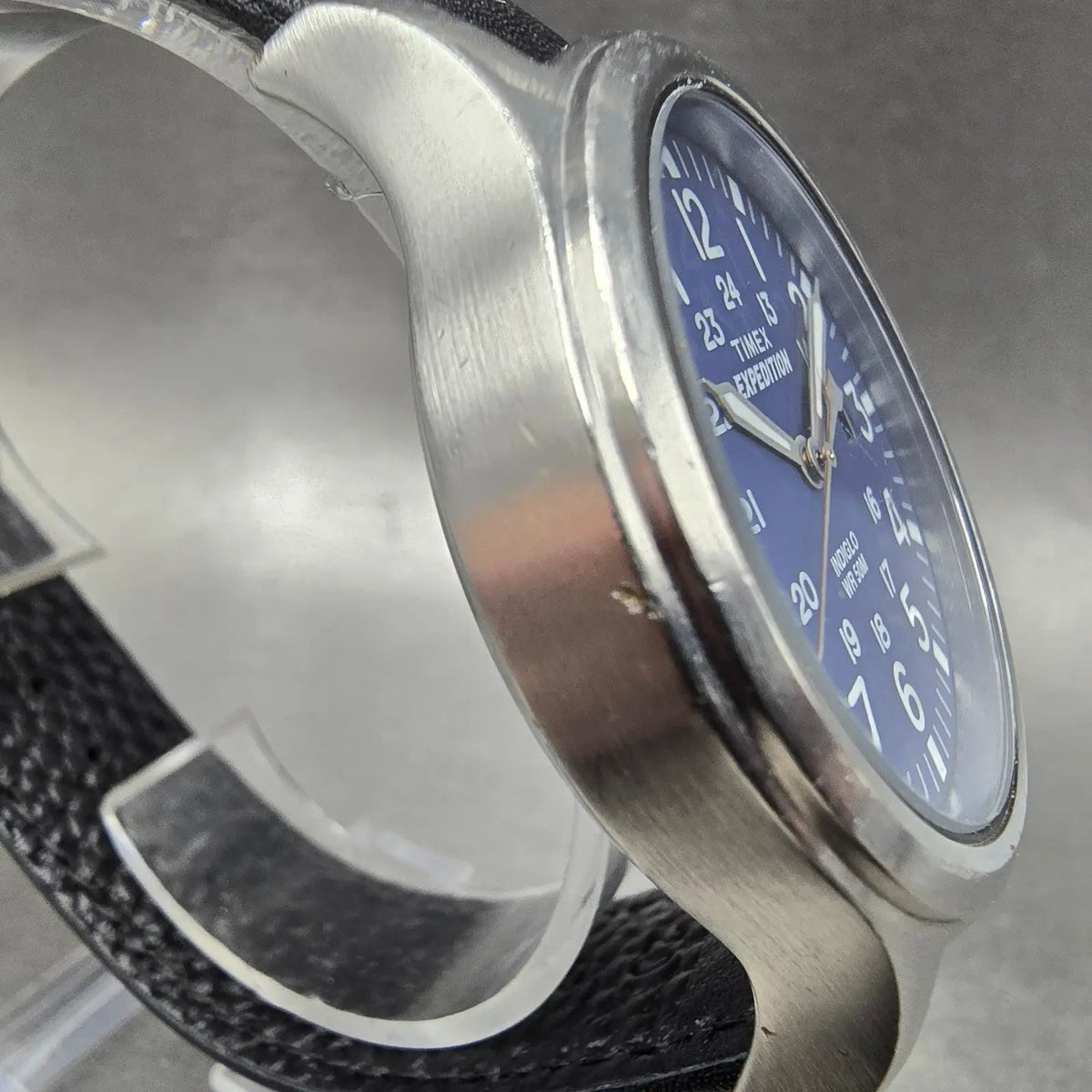 Timex Expedition Scout Watch Men 40mm Blue Dial Silver Date Round New Battery3