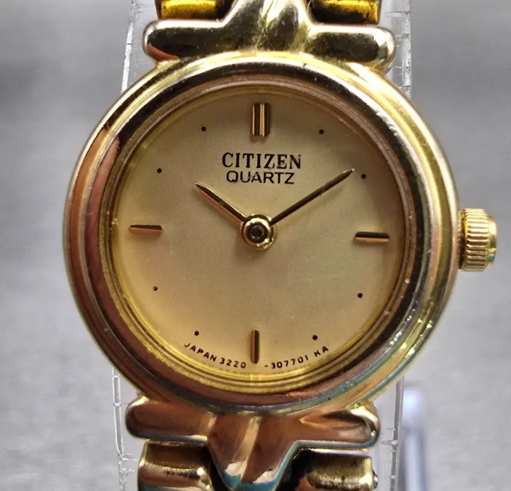 Citizen Watch Women 18mm Champagne Dial Gold Tone Round 3220-326113 New Battery1