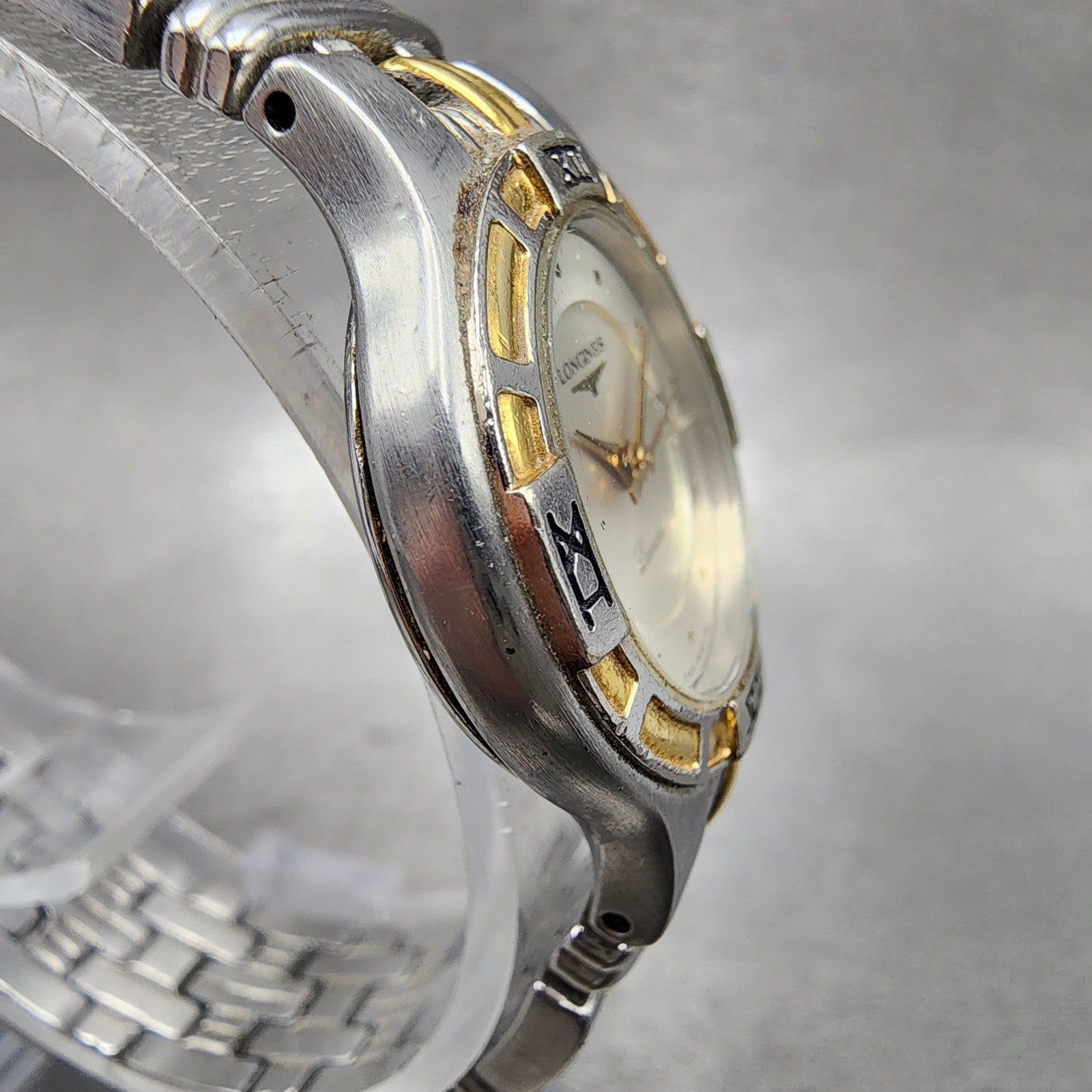 Longines Laureate Watch Women 25mm Silver Dial Two Tone Date Round New battery3