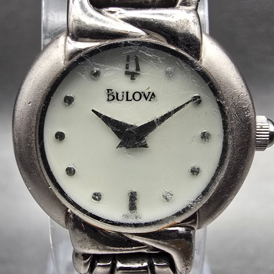Bulova Womens Watch 20mm MOP Dial Silver Tone Round 96L90 Bracelet New Battery1