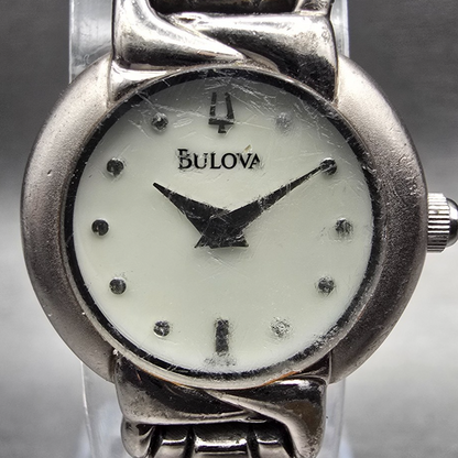 Bulova Womens Watch 20mm MOP Dial Silver Tone Round 96L90 Bracelet New Battery1