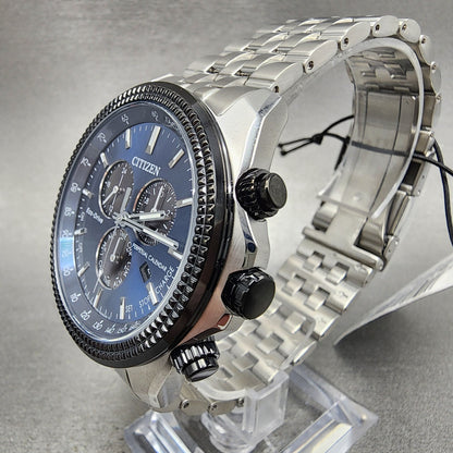Citizen Eco-Drive Chronograph Classic Watch Men 43mm Blue Dial Steel BL5568-54L