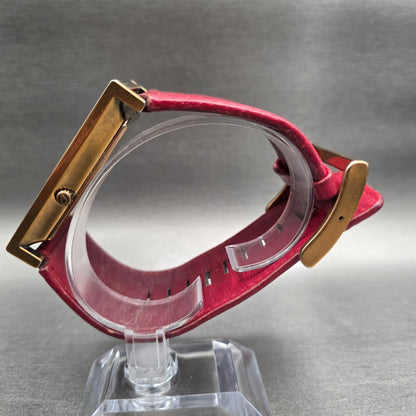 Nixon The Motif Watch Women 38mm Red Dial Gold Tone Rectangle New Battery6