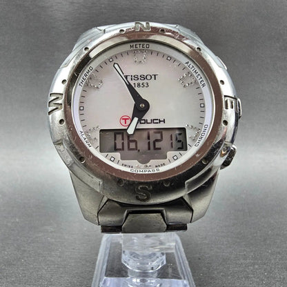 Tissot T-Touch Watch 43mm Women MOP Dial Titanium Alarm Chronograph READ! NewBat5
