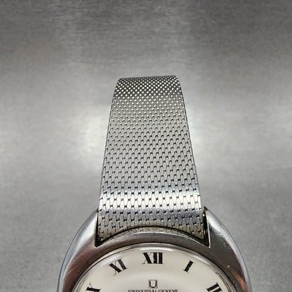 Universal Geneve White Shadow Automatic Watch Men 35mm White Dial Steel 866102