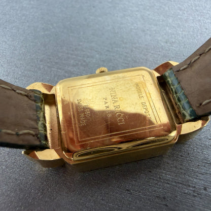 Nina Ricci Tank Watch Women 18mm MOP Dial Gold Plated Rectangle D950 New Battery9