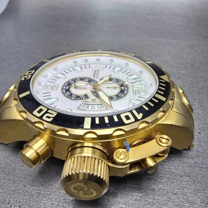 Invicta Corduba Chronograph Dive Watch Men 52mm MOP Dial Gold Tone 4899 NewBat7