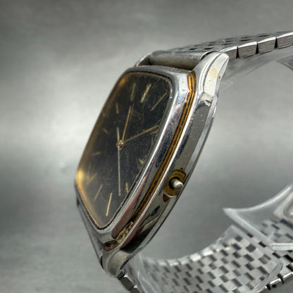 Seiko Tank Watch Men 31mm Black Dial Silver Tone Rectangle 6030-5190 PARTS3