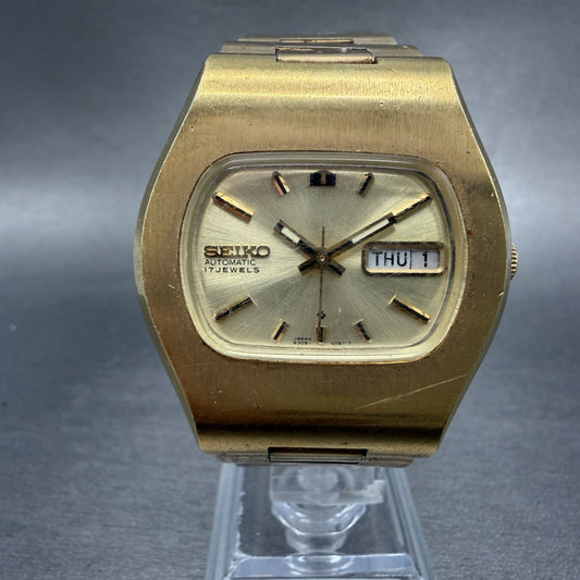 Seiko Automatic Watch Men 37mm Champagne Dial Gold Daydate 6309-5059 Runs VTG0