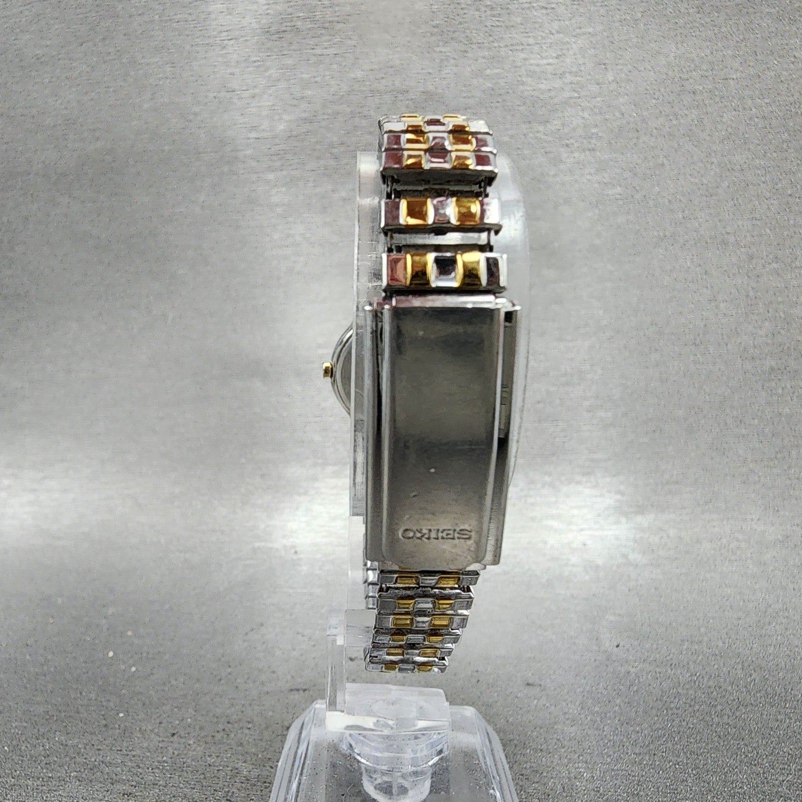 Seiko Solar Watch Women 22mm White Dial Two Tone Round V1150AG0 Runs7