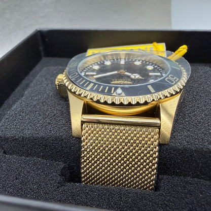 Invicta Pro Diver Watch Men 43mm Black Dial Gold Tone Bracelet Round 496924