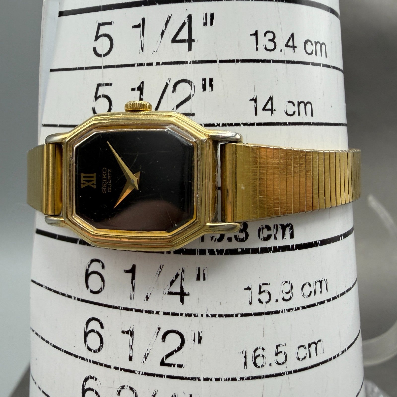 Seiko Watch Women 16mm Brown Dial Gold Tone Octagon 2c20-5760 New Battery VTG 6F11