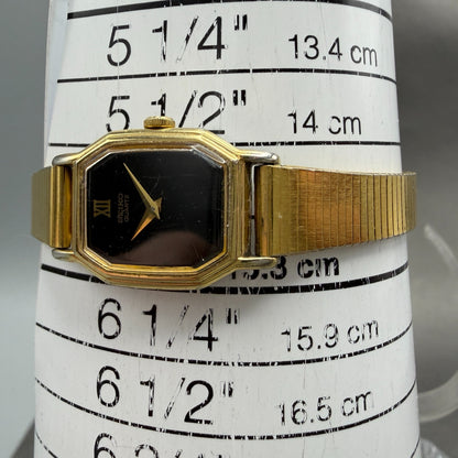 Seiko Watch Women 16mm Brown Dial Gold Tone Octagon 2c20-5760 New Battery VTG 6F11