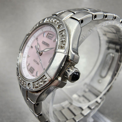 Seiko Watch Women 27mm MOP Dial Steel Date Round Diamonds 7n820CG0 New Battery2