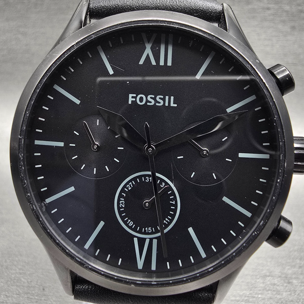 Fossil Fenmore Watch Men 44mm Black Dial Black Tone Chronograph BQ2364 New Batt1