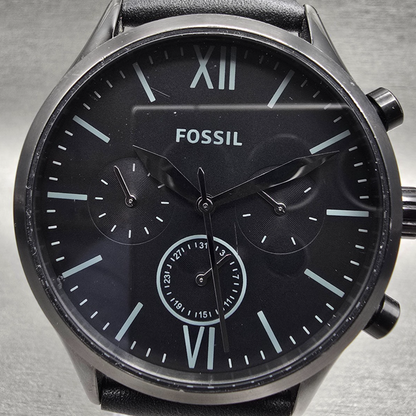 Fossil Fenmore Watch Men 44mm Black Dial Black Tone Chronograph BQ2364 New Batt1