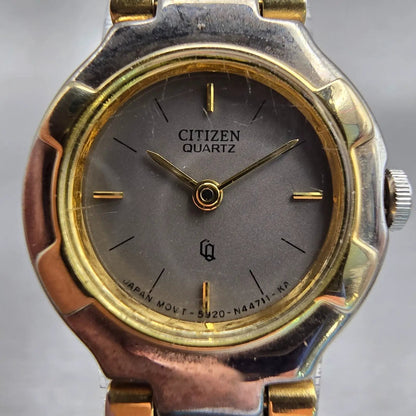 Citizen CQ Watch Women 20mm Silver Dial Two Tone Round 5920-S49593 New Battery G1
