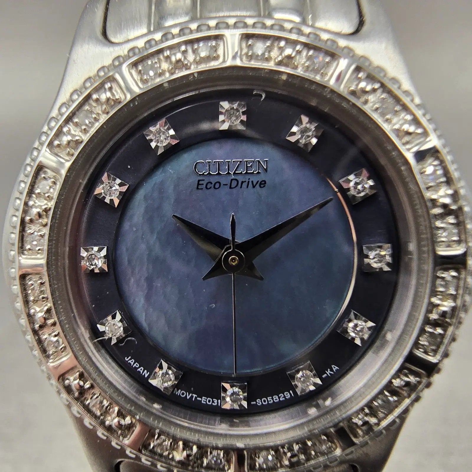 Citizen ECo-Drive Watch Women 26mm MOP Dial Silver Tone Round E031-S034744 Runs1