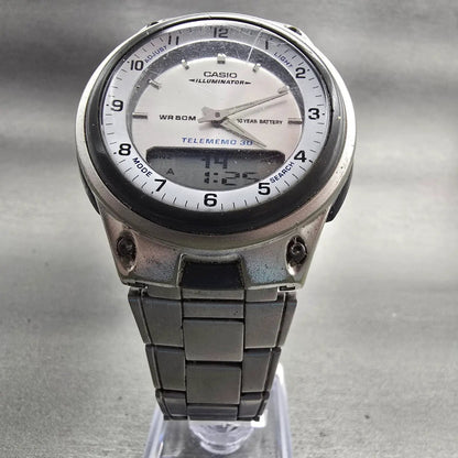 Casio Illuminator AW-80 Watch Men 40mm Silver Dial Silver Tone Daydate New BattH5