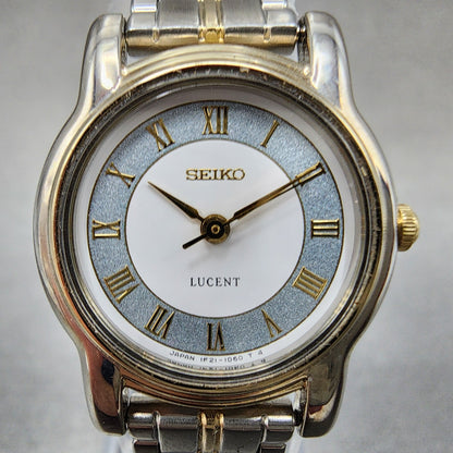 Seiko Lucent Watch Women 22mm White Dial Two Tone 1f210j80 New Battery1