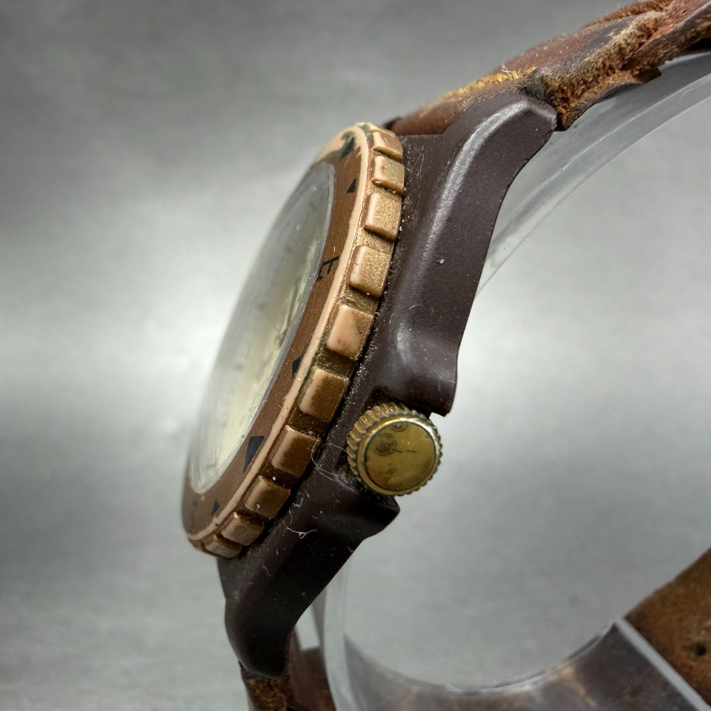 Timex Indiglo Watch Men 38mm Cream Dial Brown Tone Round New Battery VTG2
