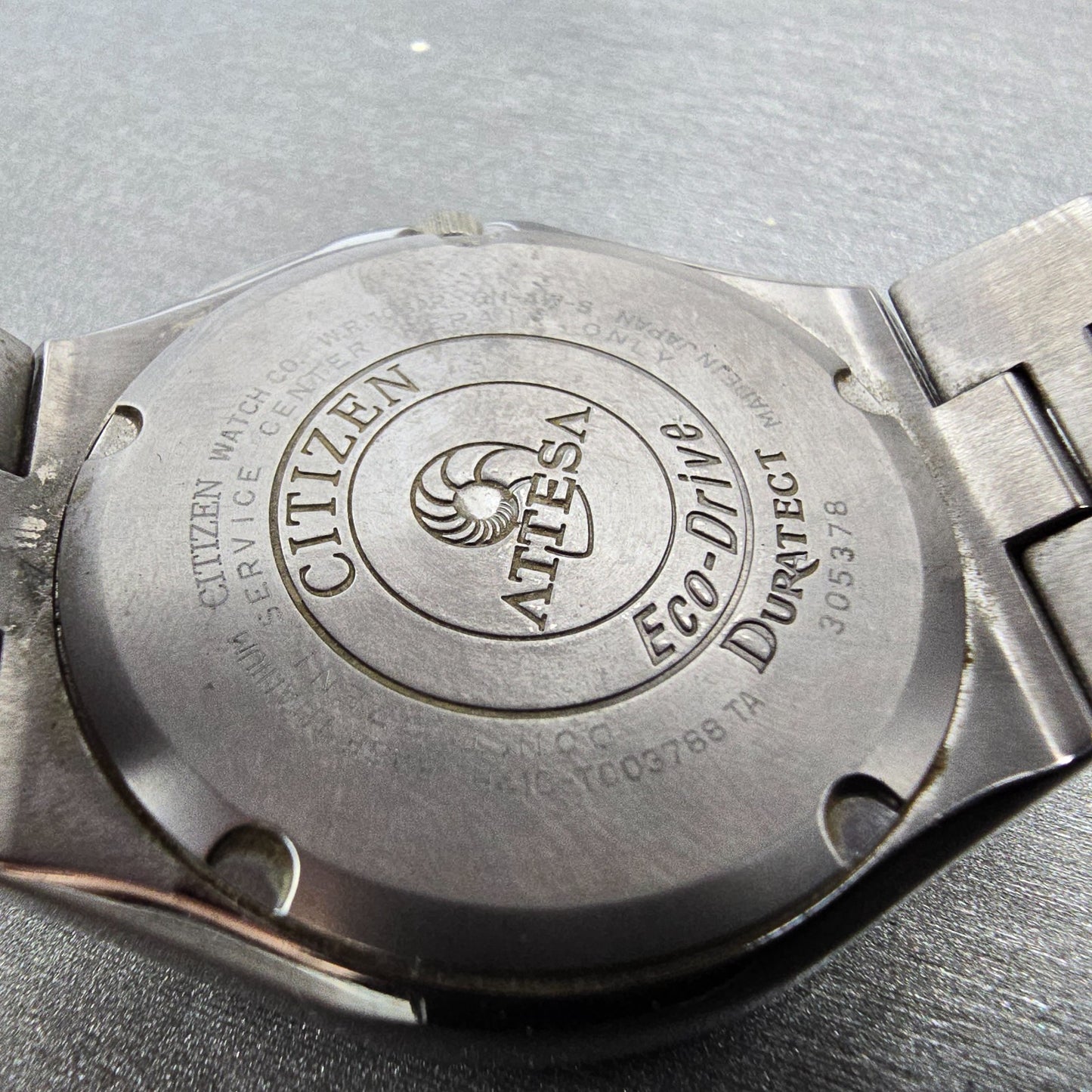 Citizen Eco-Drive Attesa Watch Men 38mm Black Dial Titanium Atomic Date PARTS!!!10