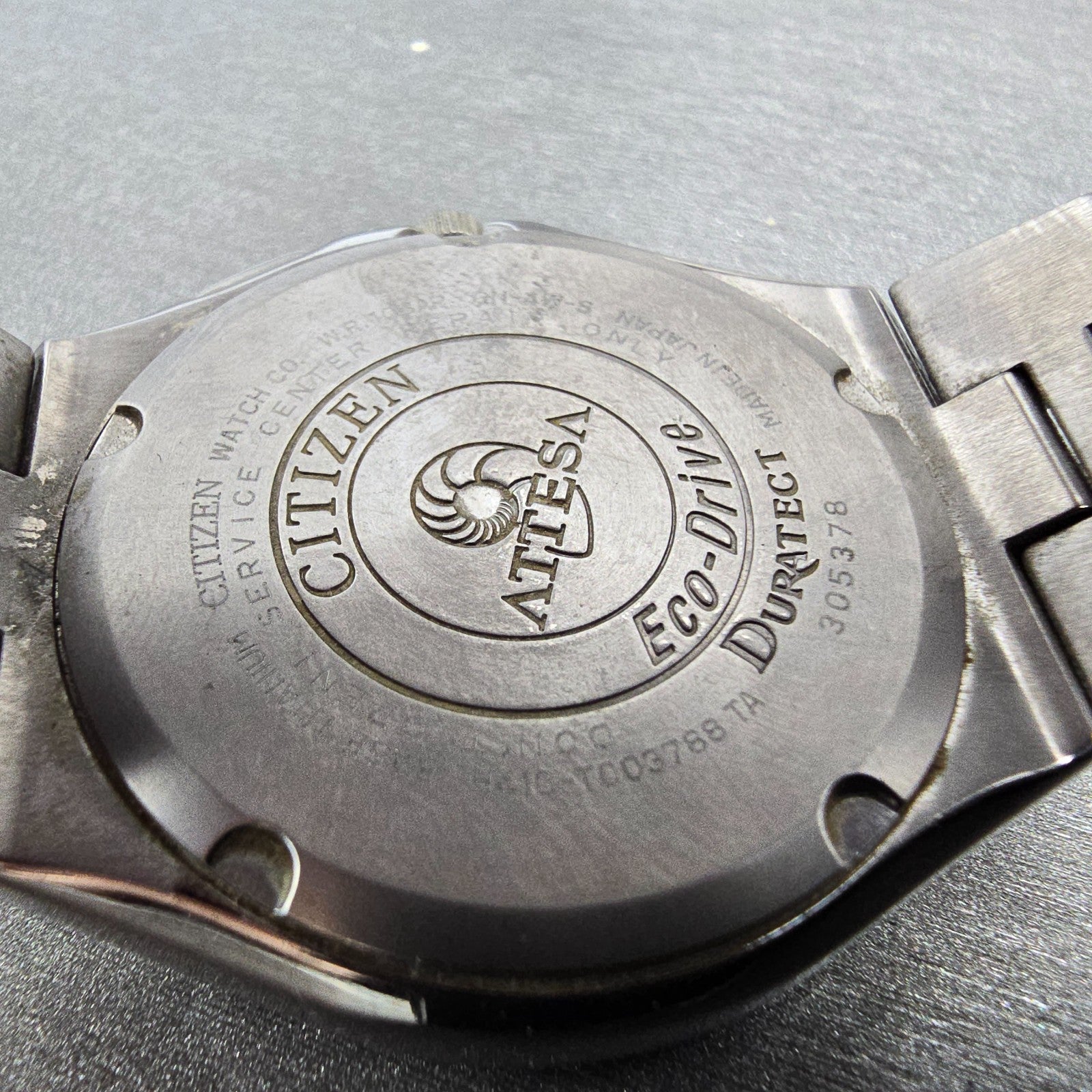 Citizen Eco-Drive Attesa Watch Men 38mm Black Dial Titanium Atomic Date PARTS!!!10