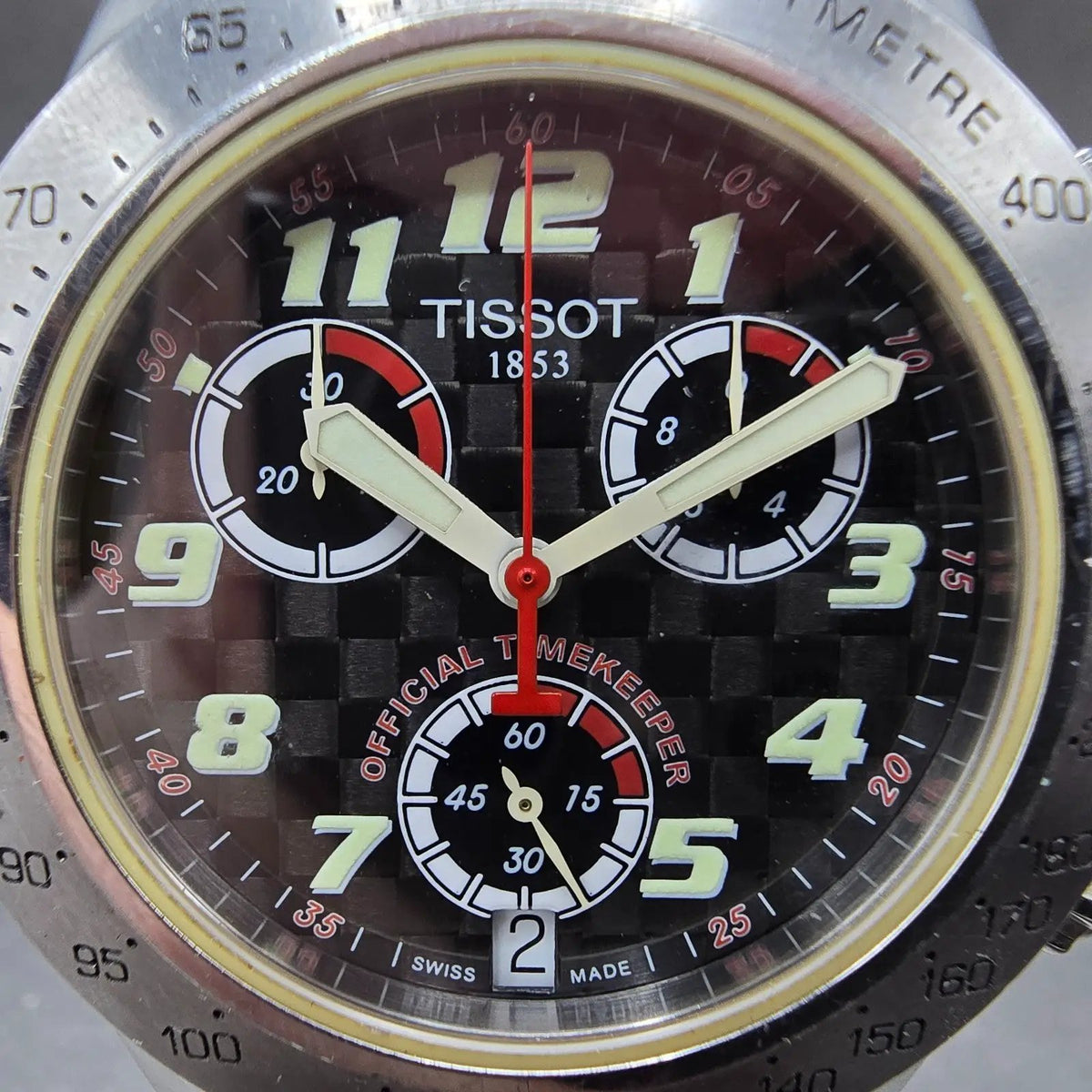 Tissot V8 Chronograph Watch Men 40mm White Dial Silve rDate MotoGP 2003 New Batt1