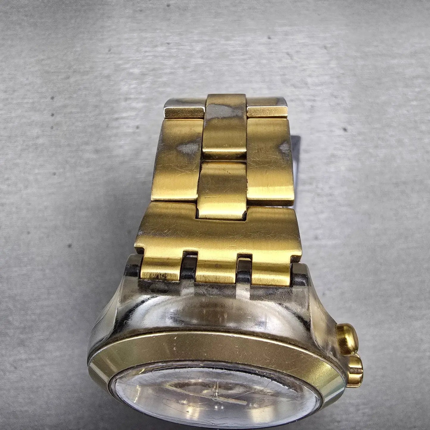 Swatch Irony Diaphone Full Blooded Chrono Watch Unisex 43mm Gold Tone New Batt4