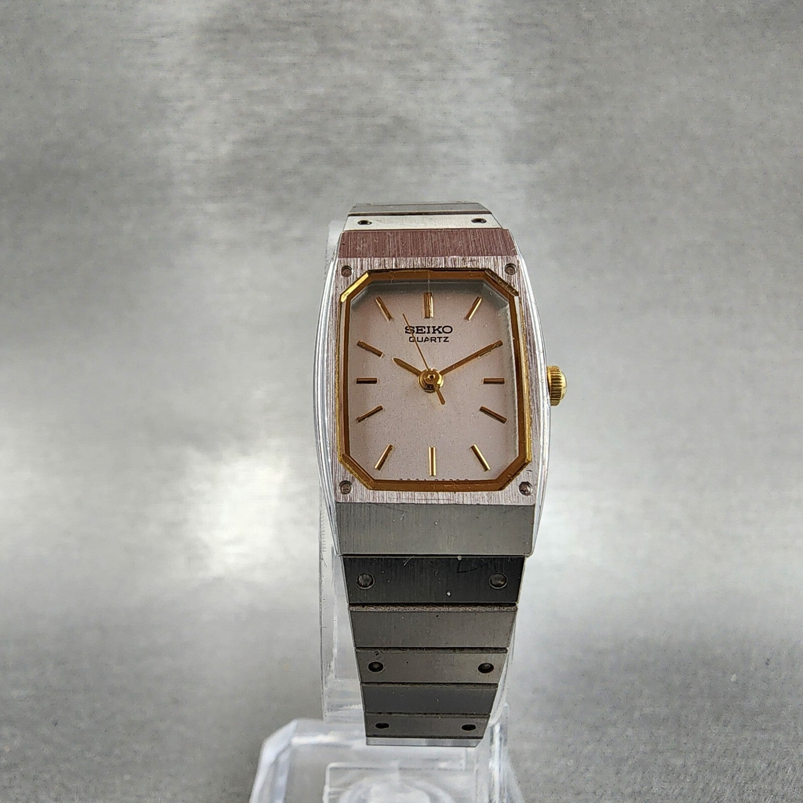 Seiko Watch Women 17mm Silver Dial Two Tone Rectangle 73215260 New Battery5