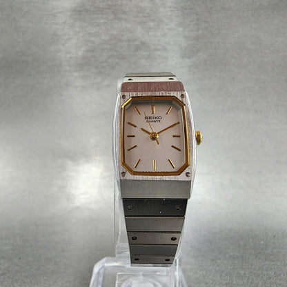 Seiko Watch Women 17mm Silver Dial Two Tone Rectangle 73215260 New Battery5