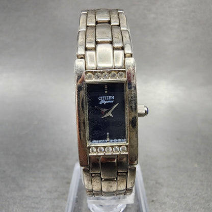 Citizen Elegance Tank Watch Women 14mm Blue Dial Silver Tone 5421S91611 New Bat0