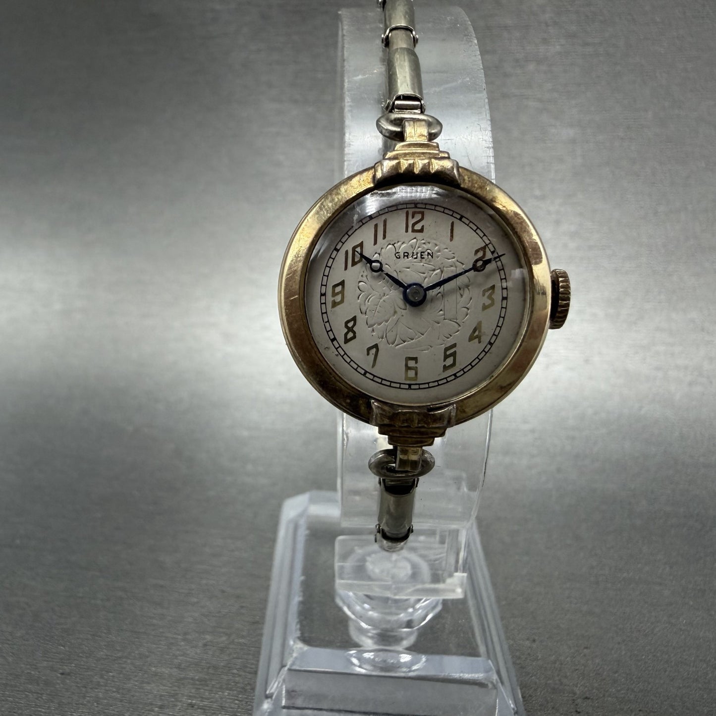 Gruen Watch Women 25mm White Dial Gold Tone Manual Wind Runs Vintage0