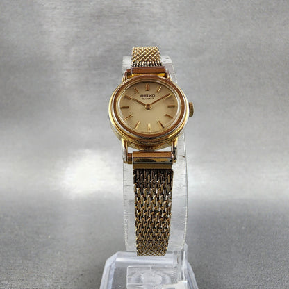 Seiko Watch Women 19mm Gold Dial Gold Tone Round 23200319 New Battery VTG3