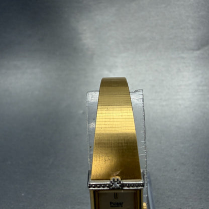 Seiko Pulsar Tank Watch Women 12mm Champagne Dial Gold Tone V220-5080 New Batt4