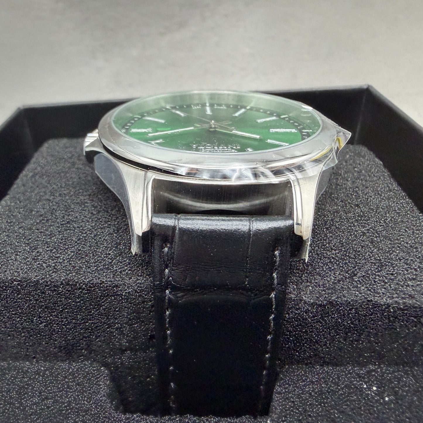 Invicta Celestial Watch Men 43mm Green Dial Silver Date Round Leather 478084