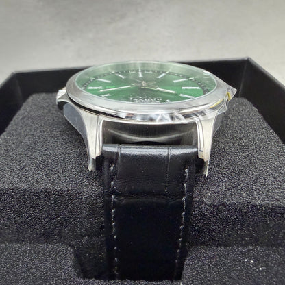 Invicta Celestial Watch Men 43mm Green Dial Silver Date Round Leather 478084