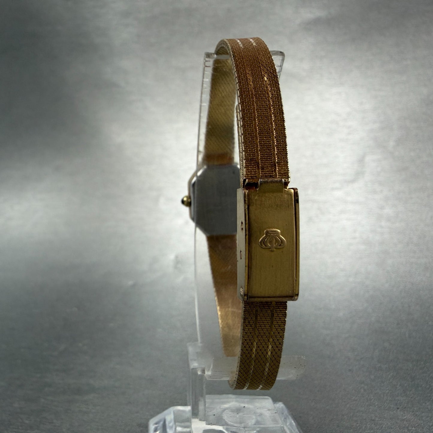 Jules Jurgenson Watch Women 15mm Black Dial Gold Tone Octagon New Battery VTG7