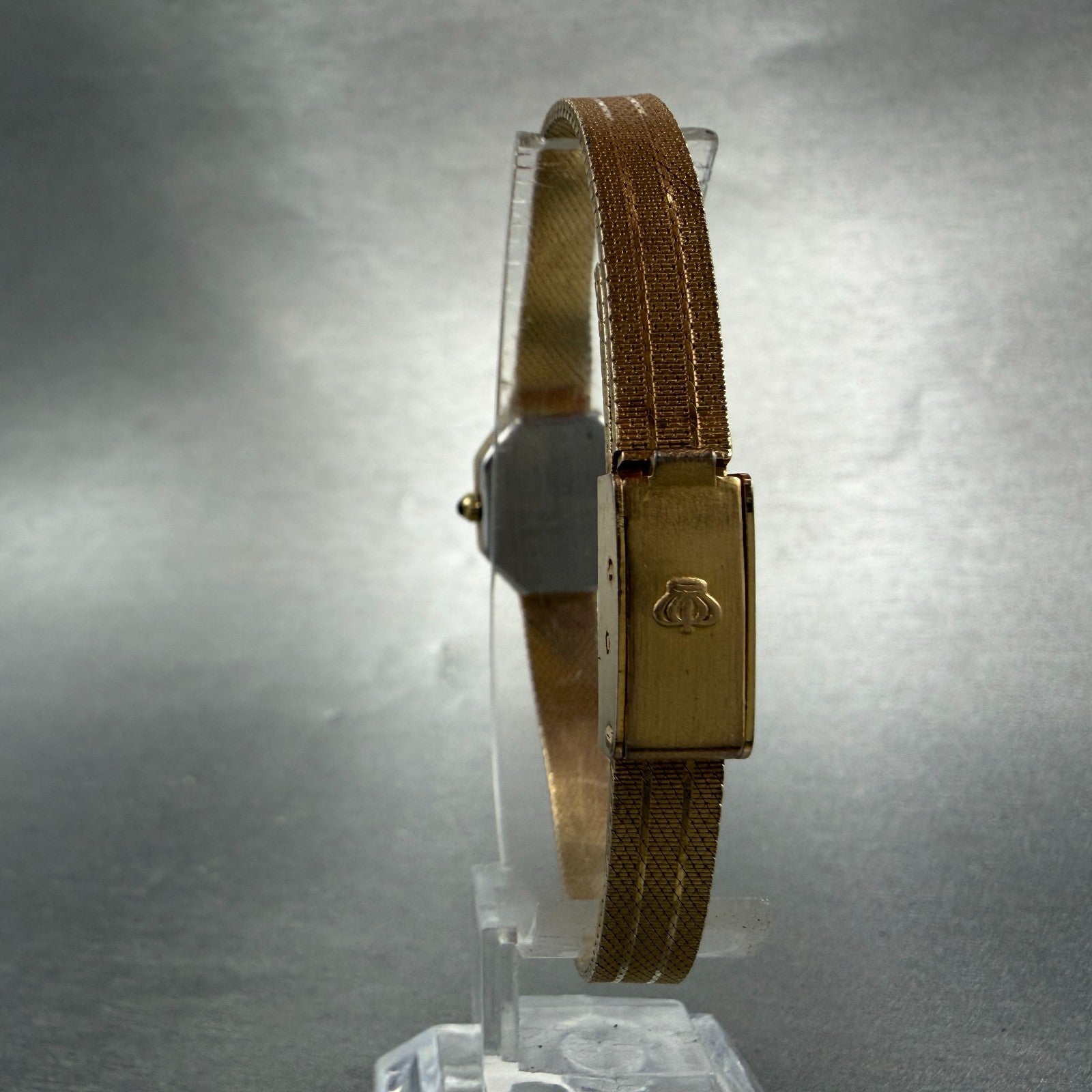 Jules Jurgenson Watch Women 15mm Black Dial Gold Tone Octagon New Battery VTG7