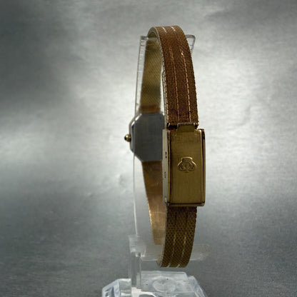 Jules Jurgenson Watch Women 15mm Black Dial Gold Tone Octagon New Battery VTG7