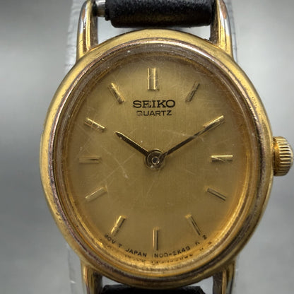 Seiko Watch Women 18mm Champagne Dial Gold Tone Oval VTG 1N00-5K39 New Battery1