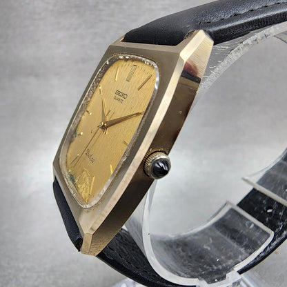 Seiko Dolce Tank Watch Men 30mm Gold Dial Gold Tone Rectangle 59315341 New Batt2