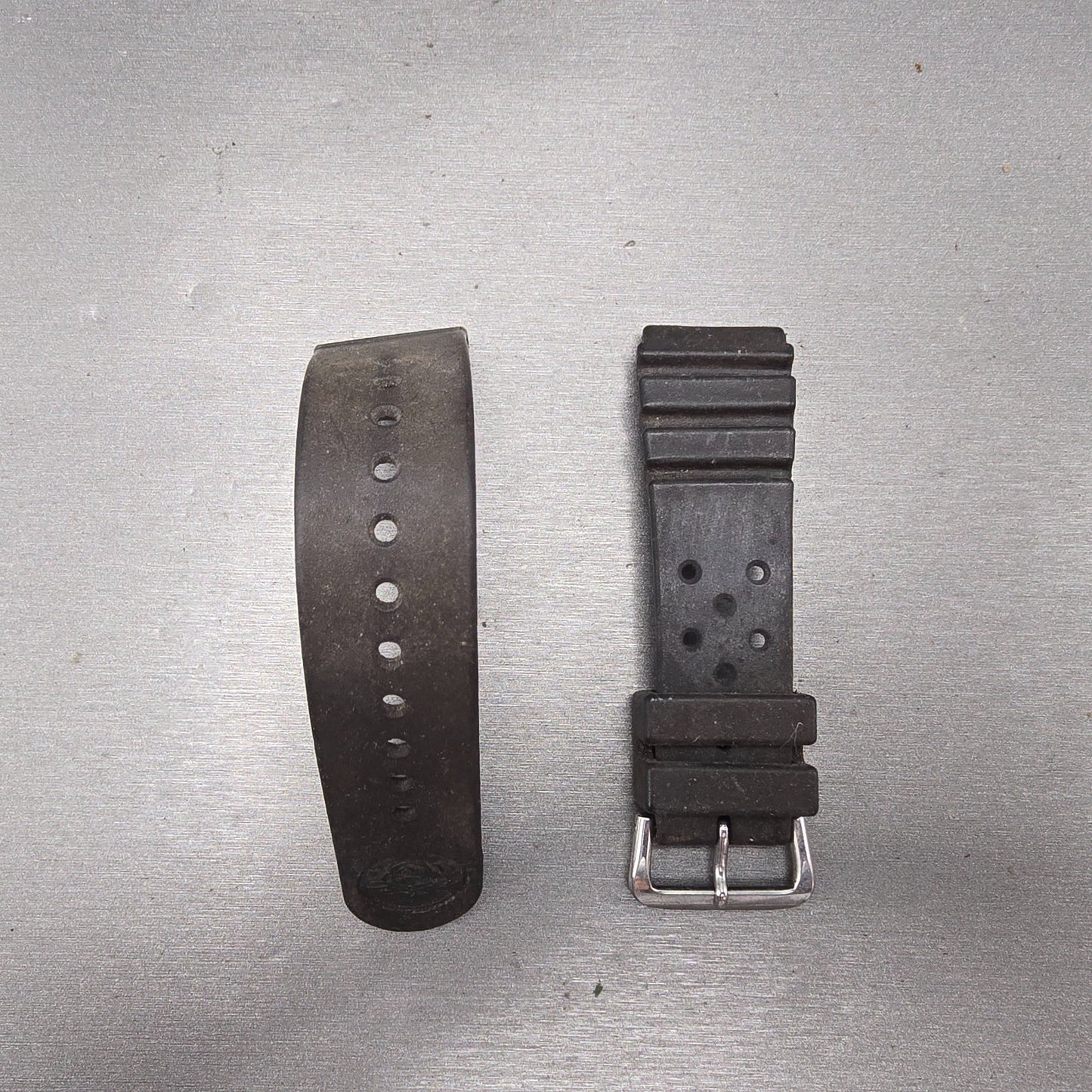 Seiko 22mm Dive Watch Band Black Two Piece Japan Made Vintage0
