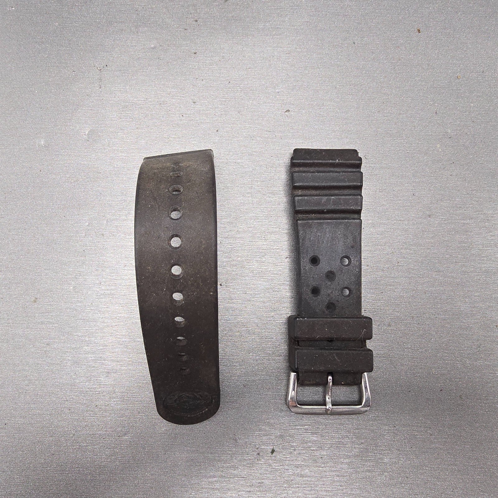 Seiko 22mm Dive Watch Band Black Two Piece Japan Made Vintage0