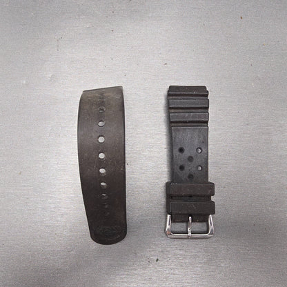Seiko 22mm Dive Watch Band Black Two Piece Japan Made Vintage0