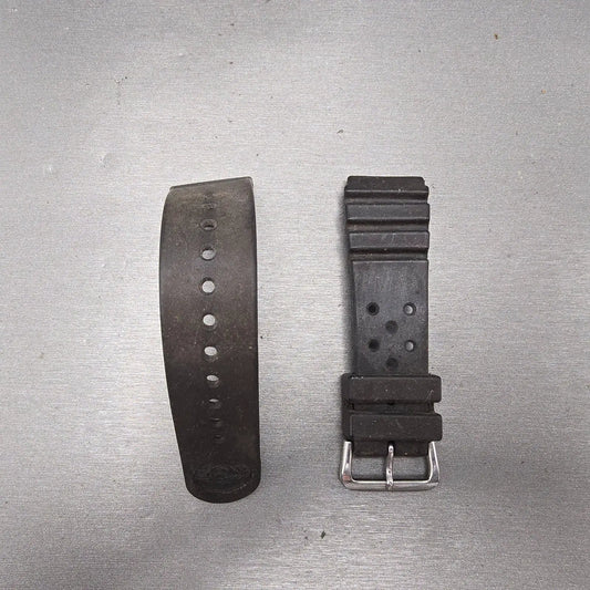 Seiko 22mm Dive Watch Band Black Two Piece Japan Made Vintage0