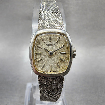 Seiko Watch Women 16mm Silver Dial Silver Tone Rectangle 115189 Manual Runs0