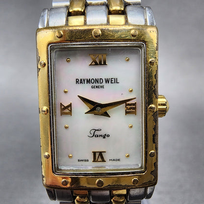 Raymond Weil Tango Tank Watch Women 17mm MOP Dial Two Tone Rectangle New Battery1