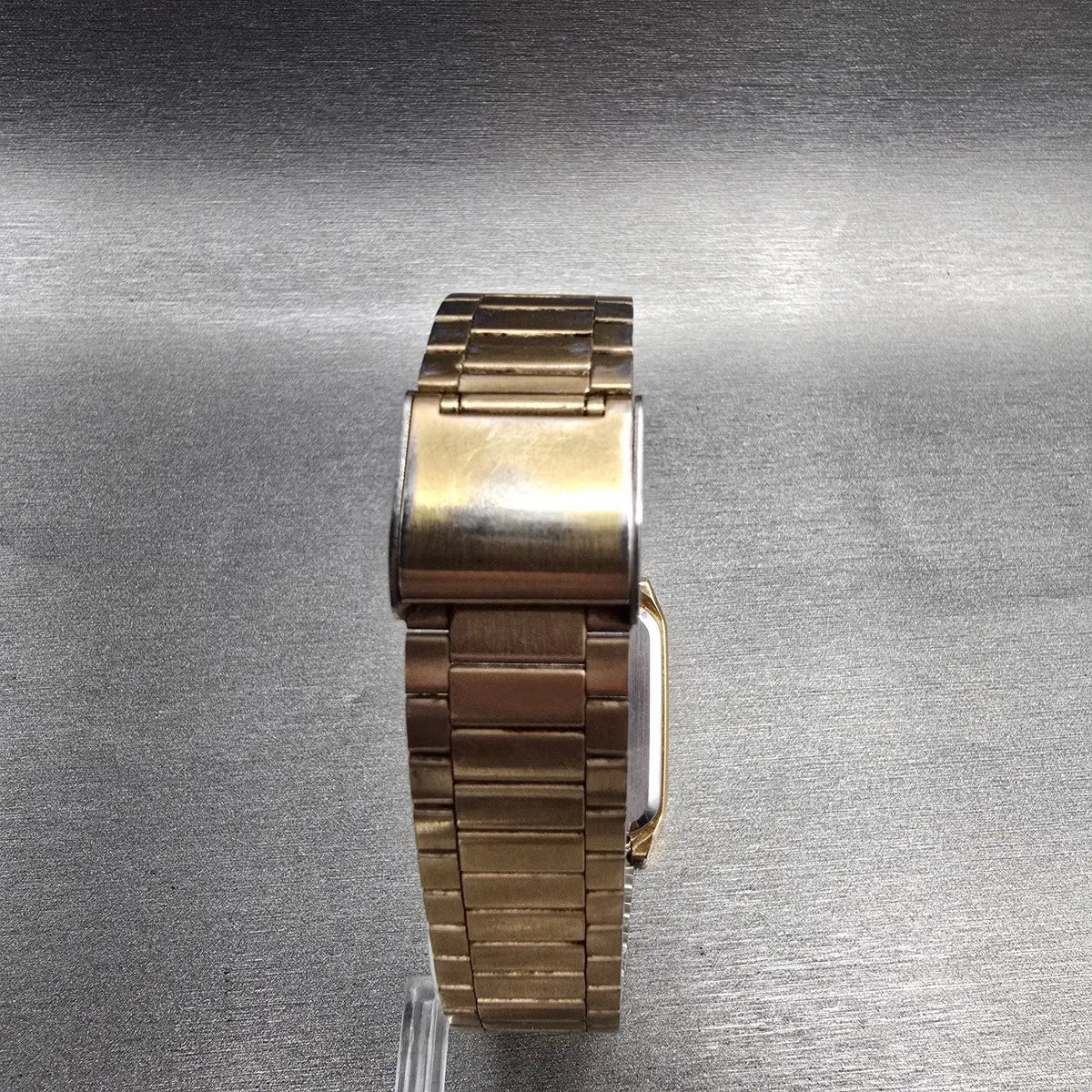 Seiko Tank Watch Men 27mm Gold Dial Gold Tone Rectangle 6531-5129 New Battery8